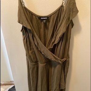 Ruffled Green Crossover Dress